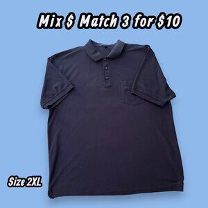 Port Authority Men's Deep Navy Cotton Blend Short Sleeve Casual Golf Shirt